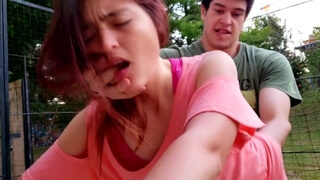 Deepthroat and Rough Sex in the Park with my Schoolmate